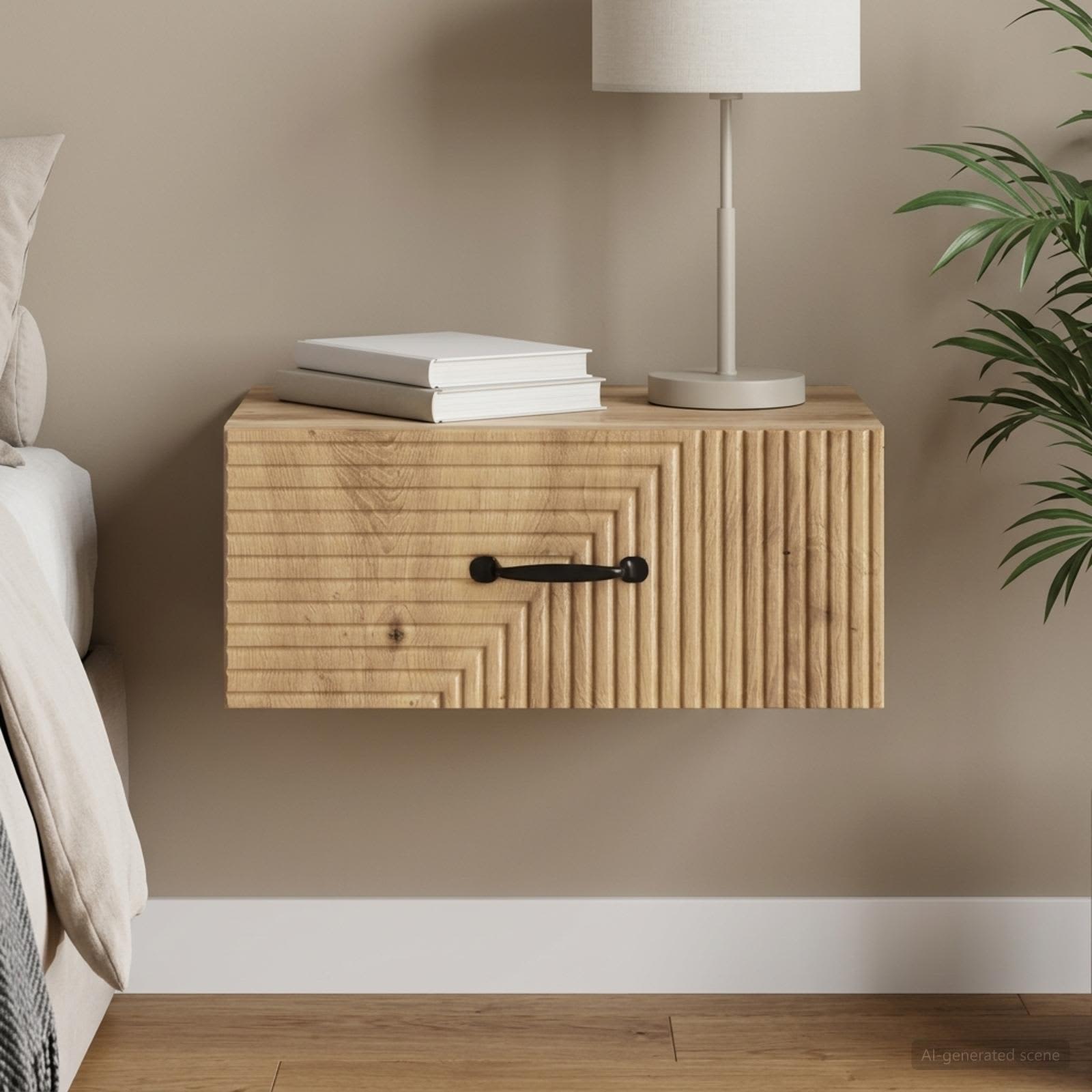 vidaXL Wall-Mounted Bedside Cabinet Artisan Oak 49 x 34.5 x 20 cm 1