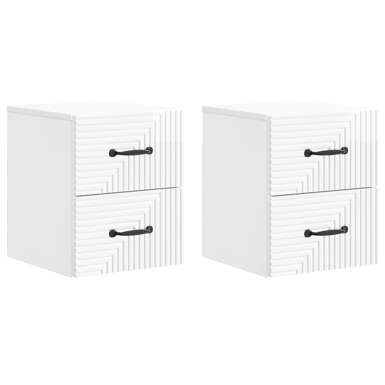 vidaXL Wall-Mounted Bedside Cabinet 2 pcs High Gloss White 2