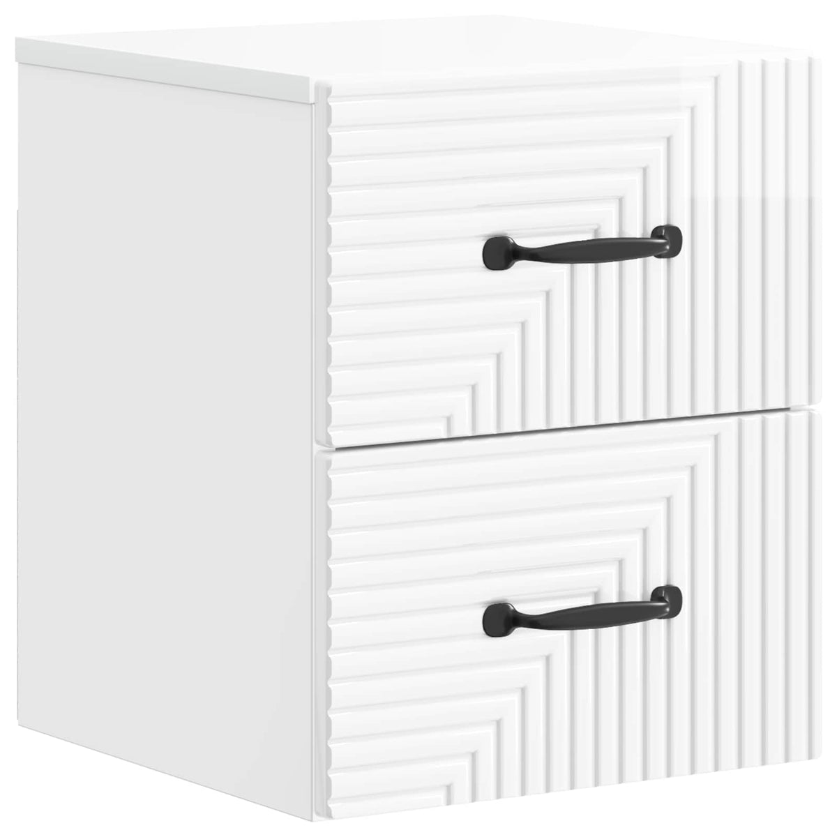 vidaXL Wall-Mounted Bedside Cabinet 2 pcs High Gloss White 5