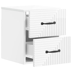 vidaXL Wall-Mounted Bedside Cabinet 2 pcs High Gloss White 6