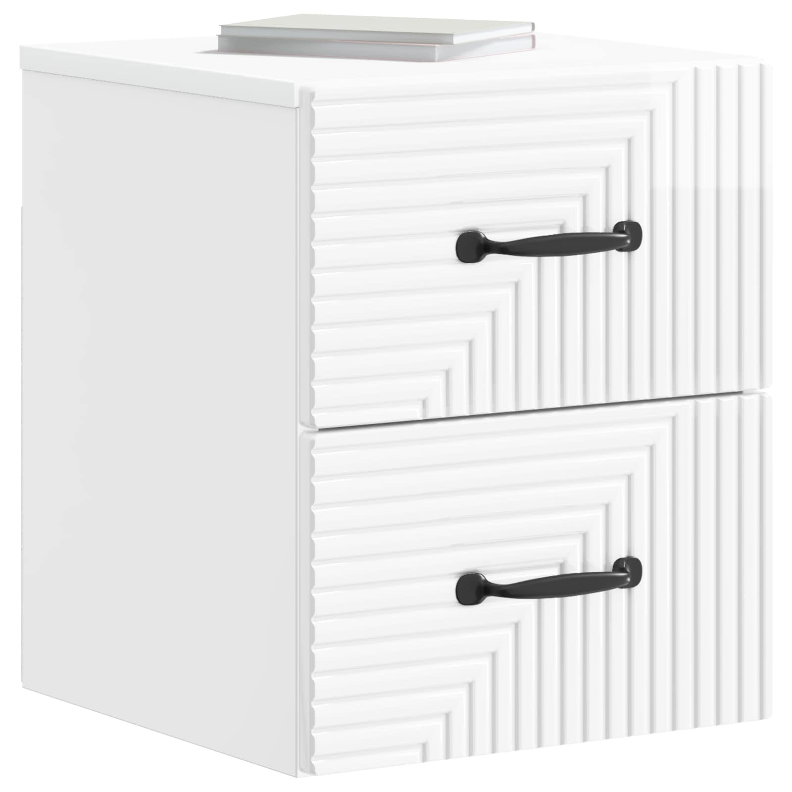 vidaXL Wall-Mounted Bedside Cabinet 2 pcs High Gloss White 3