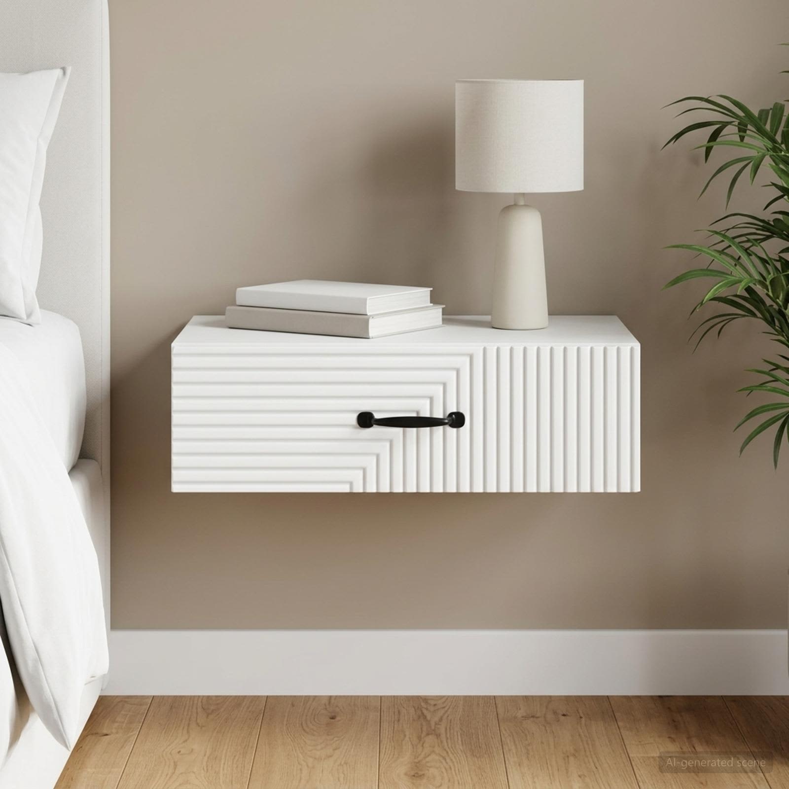 vidaXL Wall-Mounted Side Table White 59 x 34.5 x 17 cm Engineered Wood 1