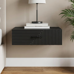 vidaXL Wall-Mounted Side Table 59 x 34.5 x 17 cm Engineered Wood Black 1