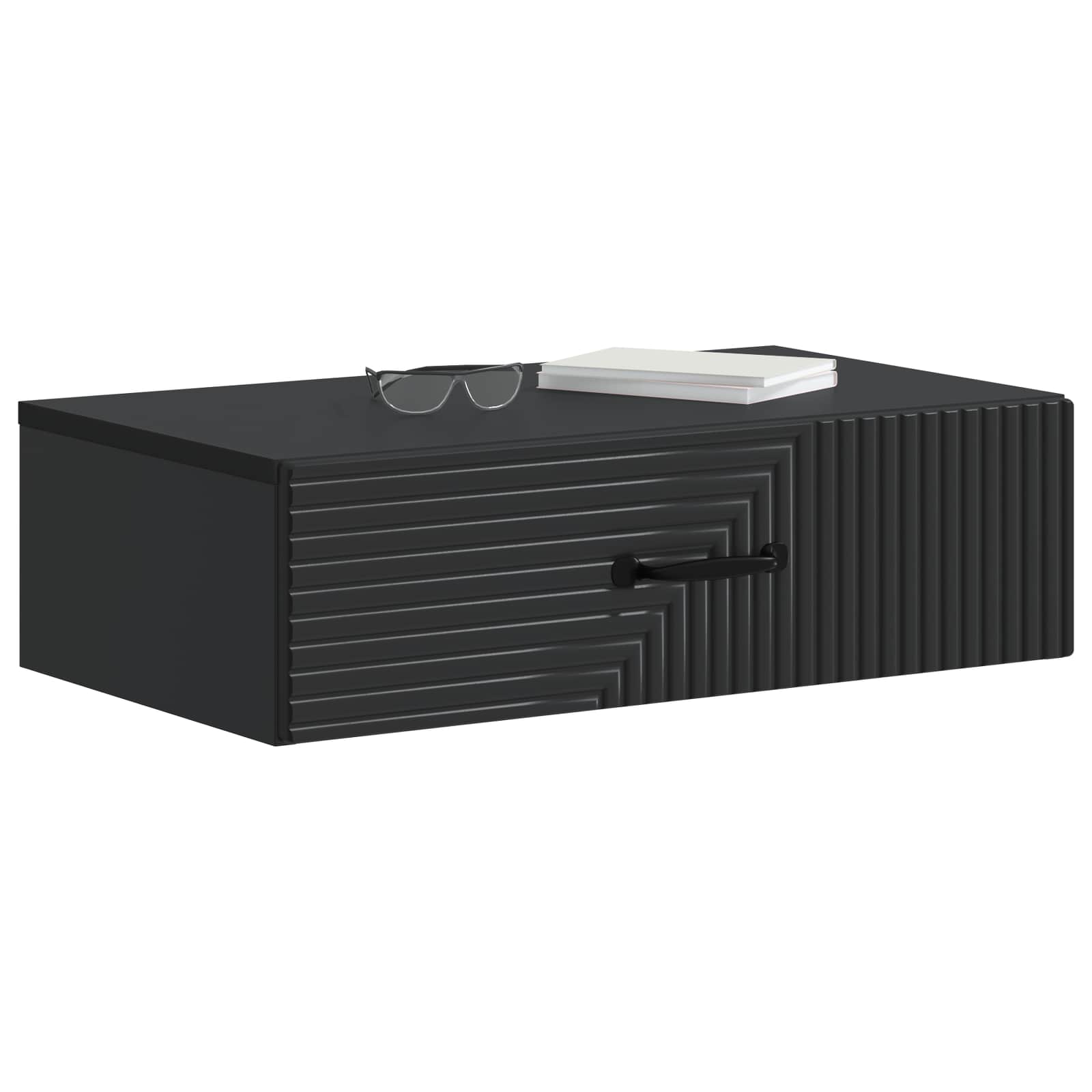 vidaXL Wall-Mounted Side Table 59 x 34.5 x 17 cm Engineered Wood Black 3