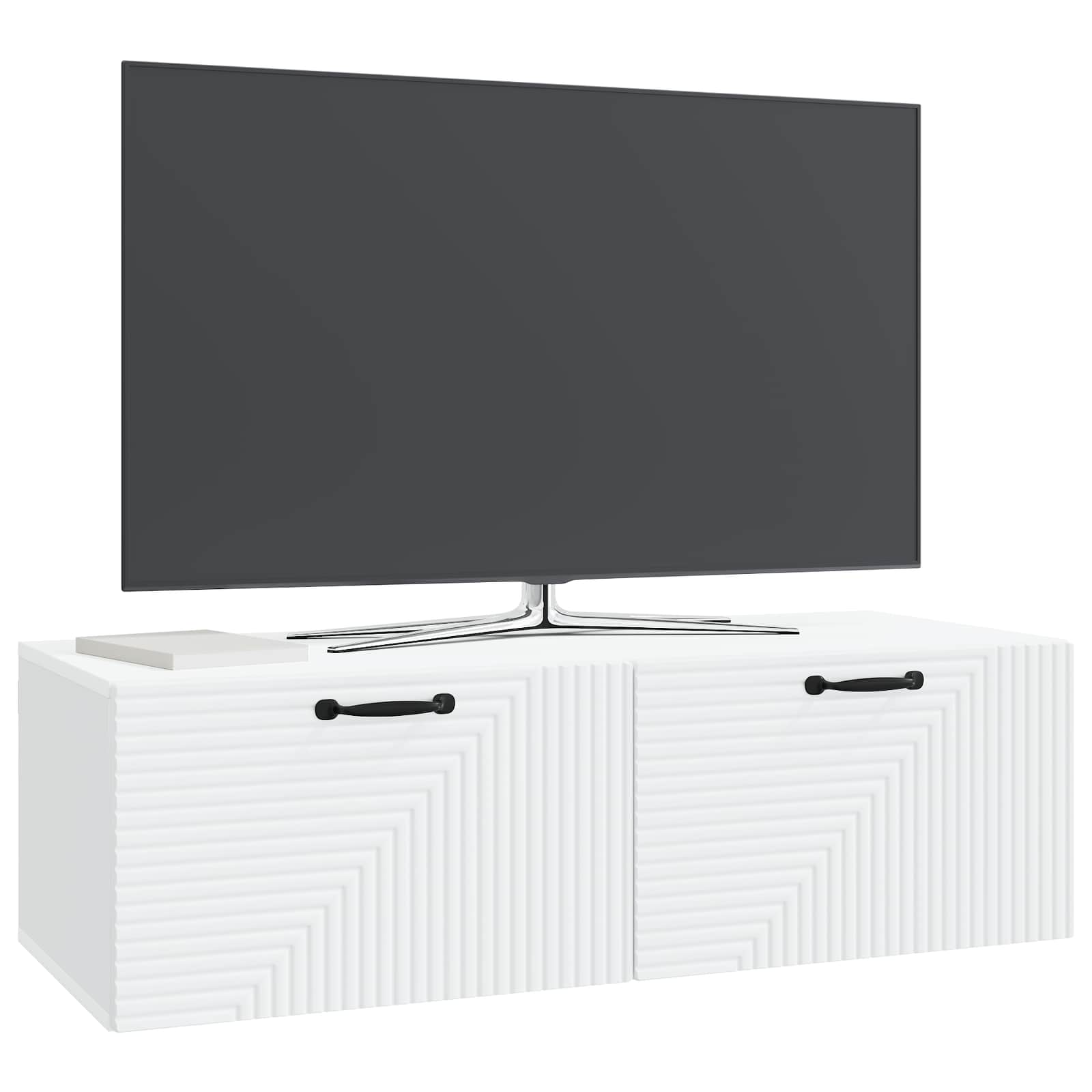 vidaXL Wall-Mounted TV Cabinet White 98 x 41 x 30 cm Engineered Wood 3