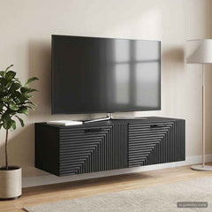 vidaXL Wall-Mounted TV Cabinet Black 98 x 41 x 30 cm Engineered Wood 4