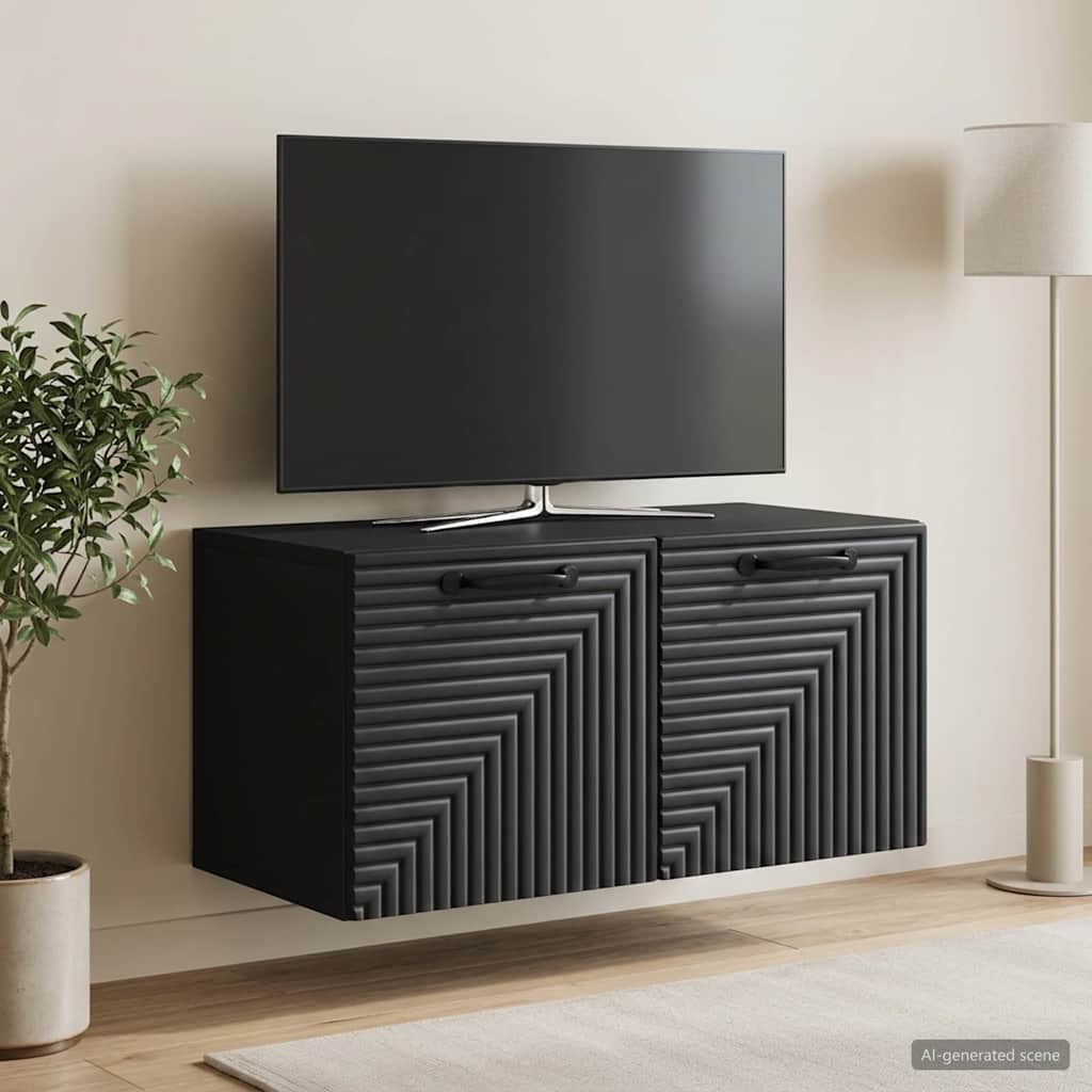 vidaXL Wall-Mounted TV Cabinet Black 59.5 x 31 x 30 cm Engineered Wood 4
