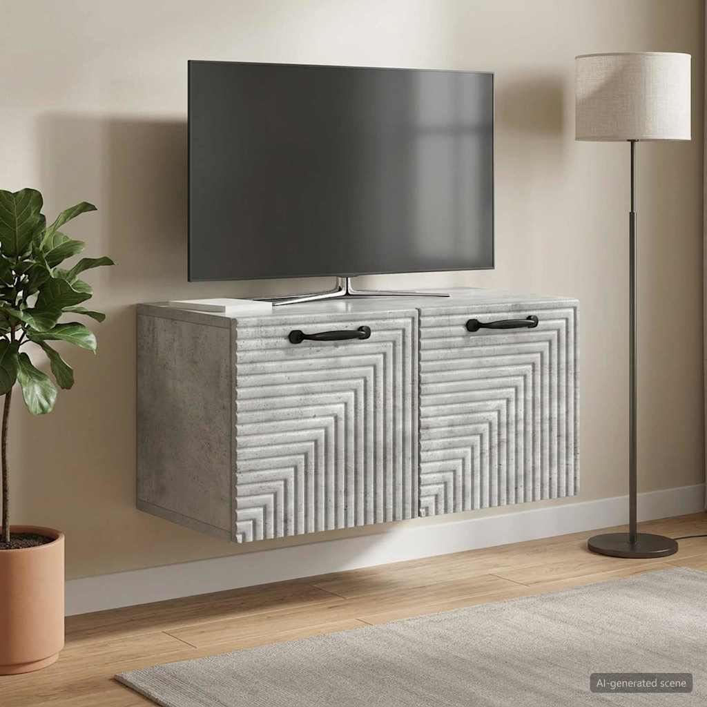 vidaXL Wall-Mounted TV Cabinet Concrete Grey 59.5 x 31 x 30 cm 4
