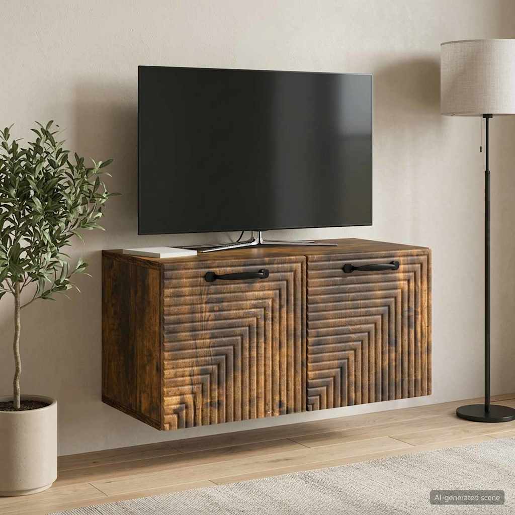vidaXL Wall-Mounted TV Cabinet Smoked Oak 59.5 x 31 x 30 cm 1