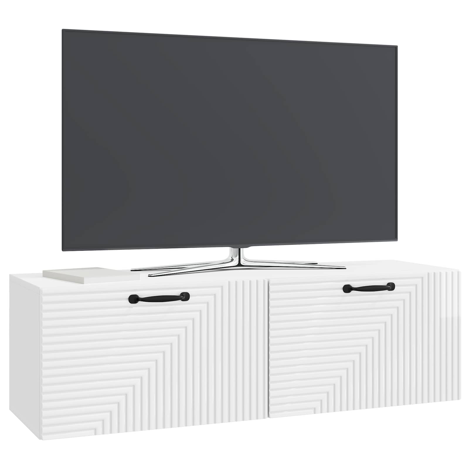 vidaXL Wall-Mounted TV Cabinet High Gloss White 98 x 31 x 30 cm 3