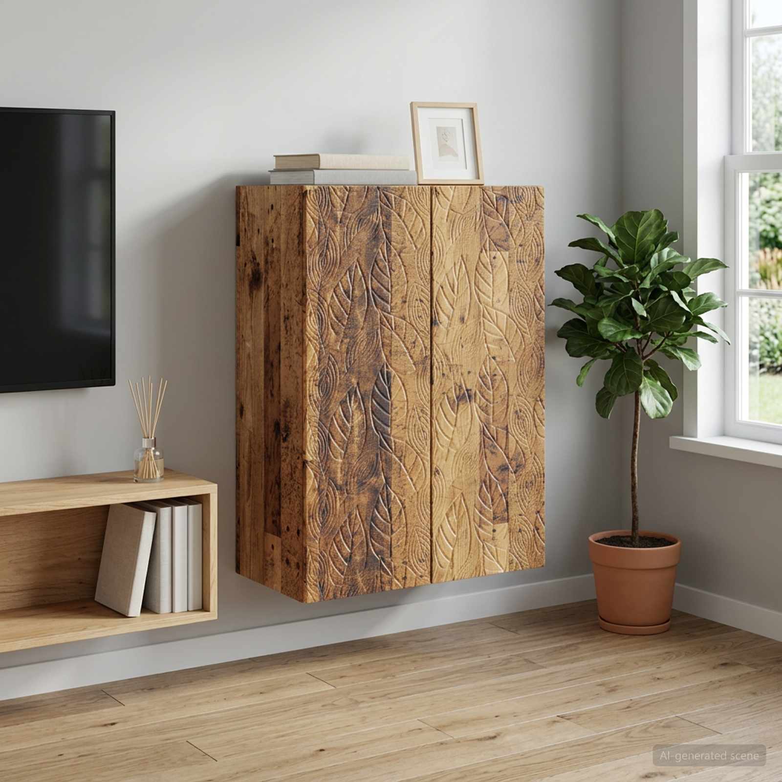 vidaXL Wall-Mounted Cabinet 66 x 34.5 x 90 cm Engineered Wood Old Wood 1