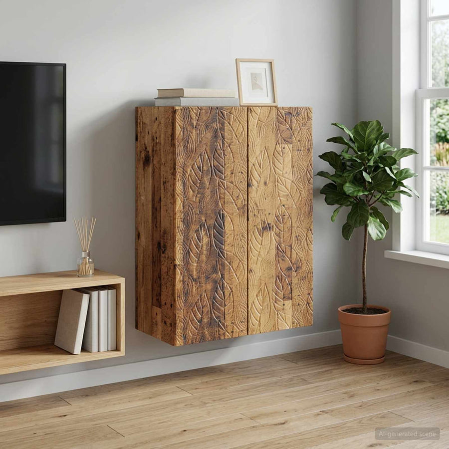 Wall-Mounted Cabinet Engineered Wood Old Wood