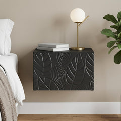 vidaXL Wall-Mounted Bedside Cabinet Black 49 x 34.5 x 20 cm 1
