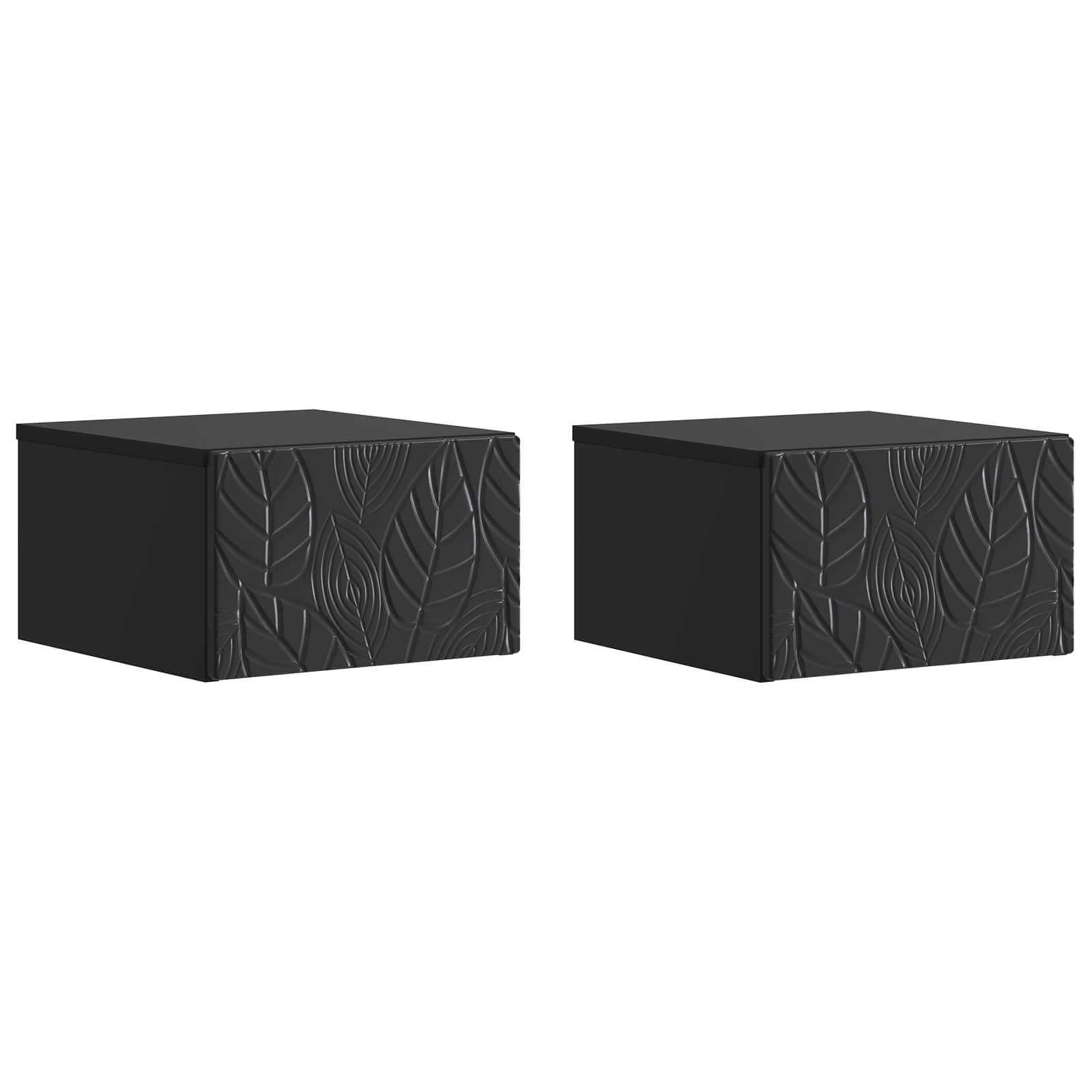 vidaXL Wall-Mounted Bedside Cabinet 2 pcs Black 49 x 34.5 x 20 cm 2