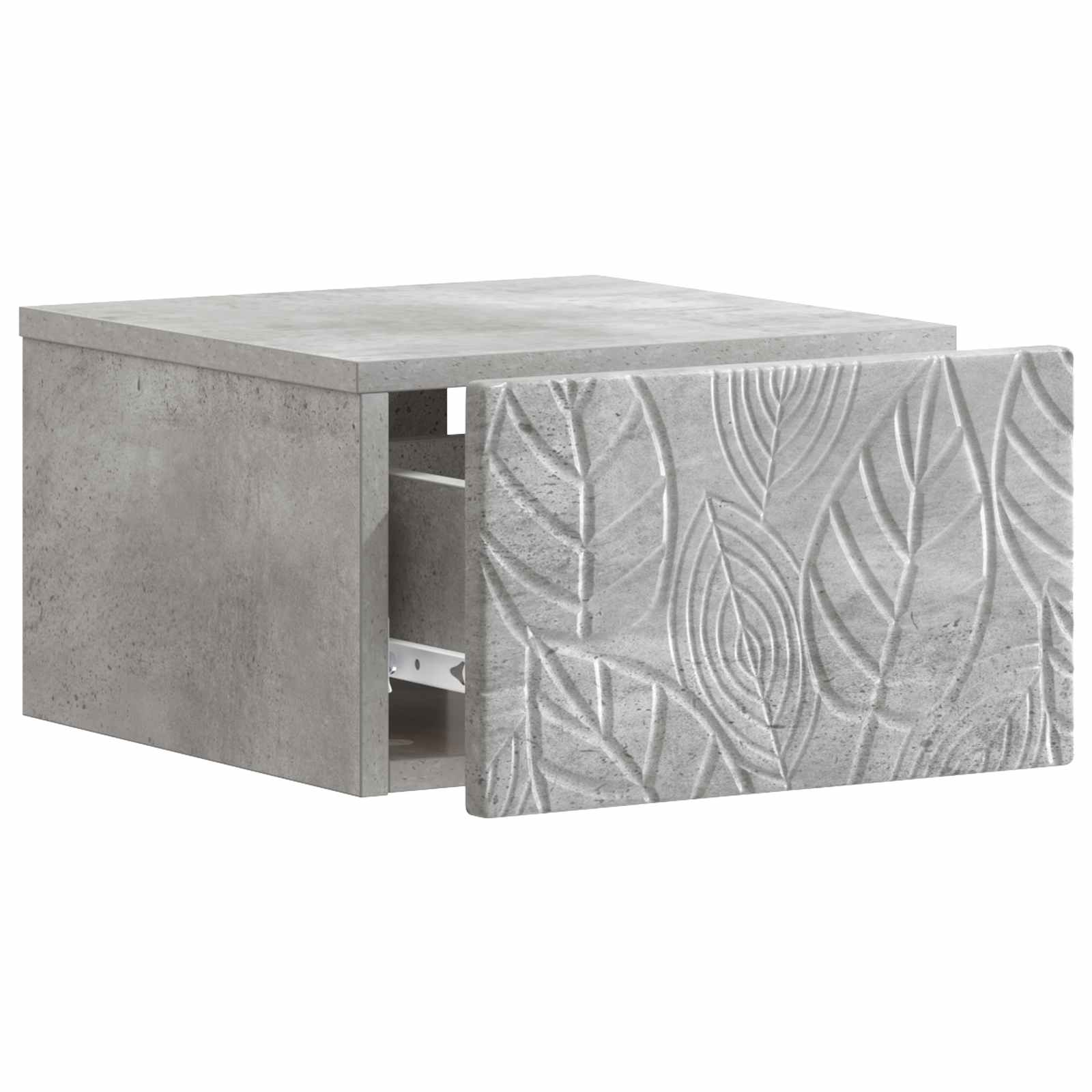 vidaXL Wall-Mounted Bedside Cabinet Concrete Grey 49 x 34.5 x 20 cm 3