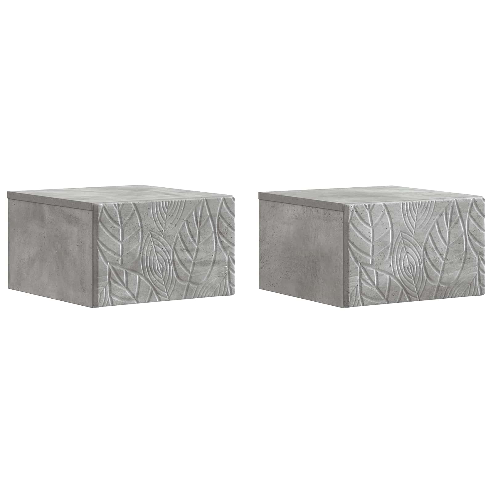 vidaXL Wall-Mounted Bedside Cabinet 2 pcs Concrete Grey 2