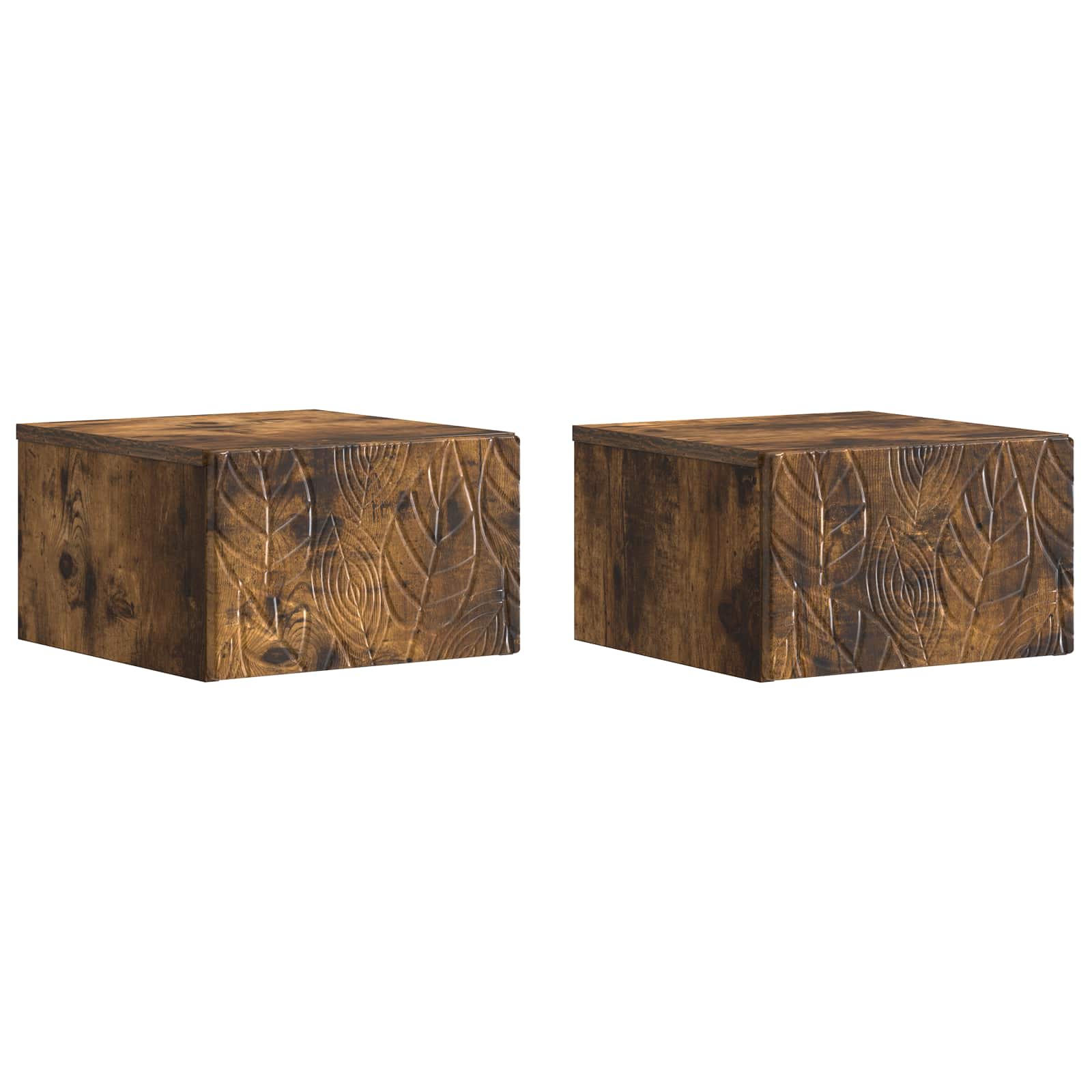 vidaXL Wall-Mounted Bedside Cabinet 2 pcs Smoked Oak 49 x 34.5 x 20 cm 2