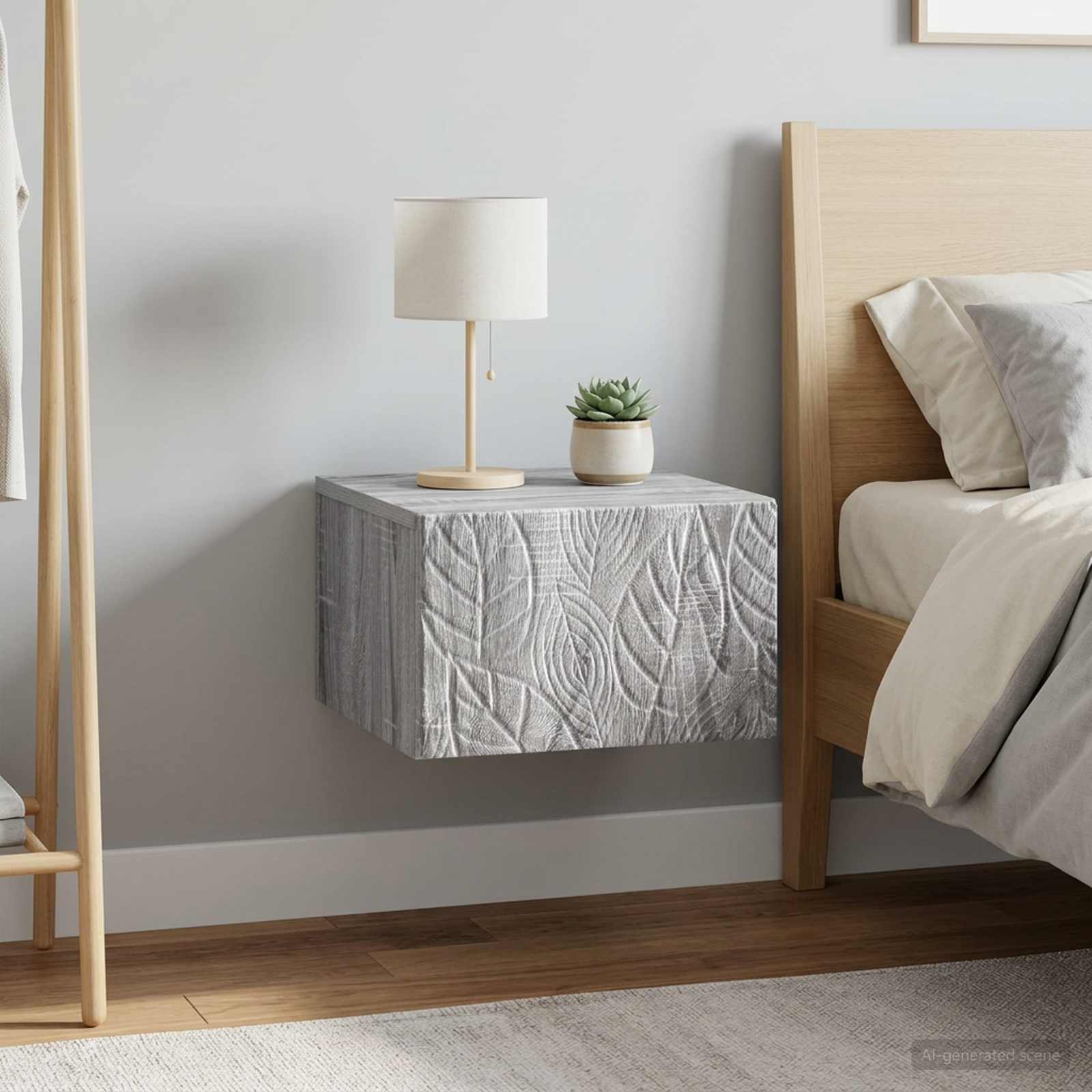 vidaXL Wall-Mounted Bedside Cabinet 2 pcs Grey Sonoma 1