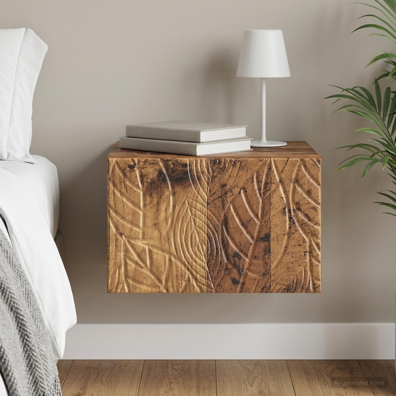 vidaXL Wall-Mounted Bedside Cabinet Old Wood 49 x 34.5 x 20 cm 1