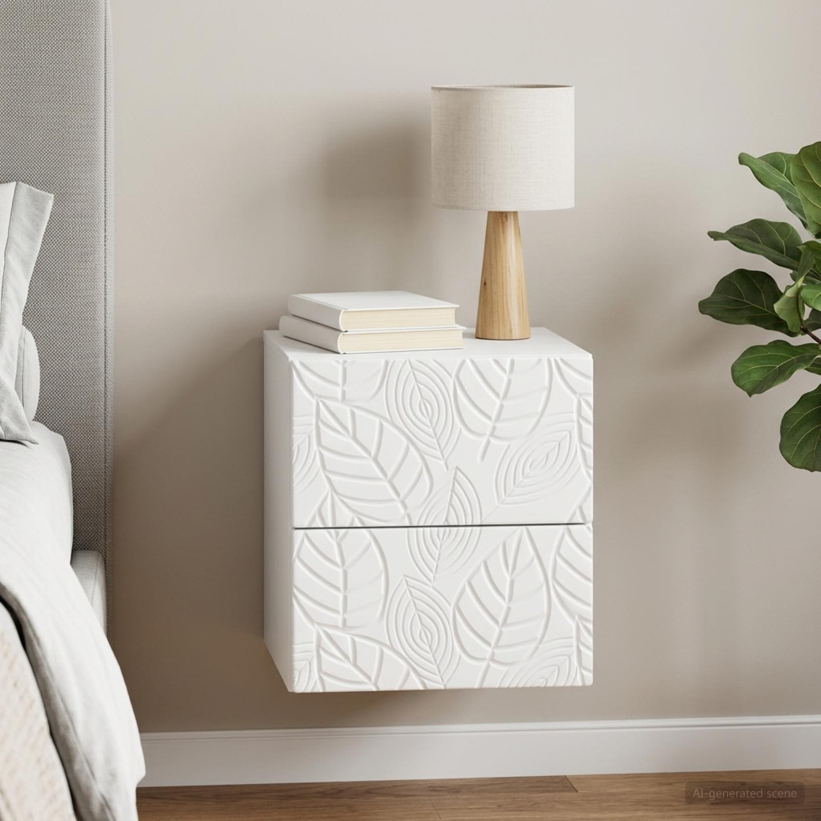vidaXL Wall-Mounted Bedside Cabinet White 34.5 x 33 x 40 cm 1