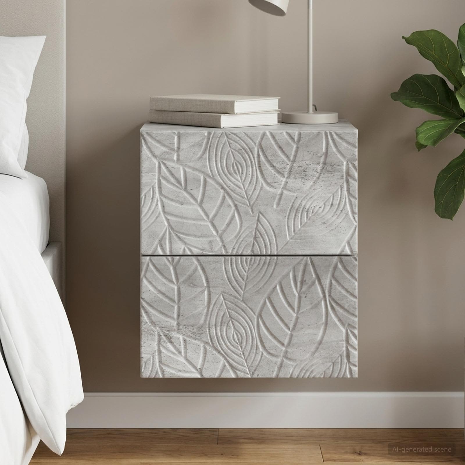 vidaXL Wall-Mounted Bedside Cabinet Concrete Grey 34.5 x 33 x 40 cm 1