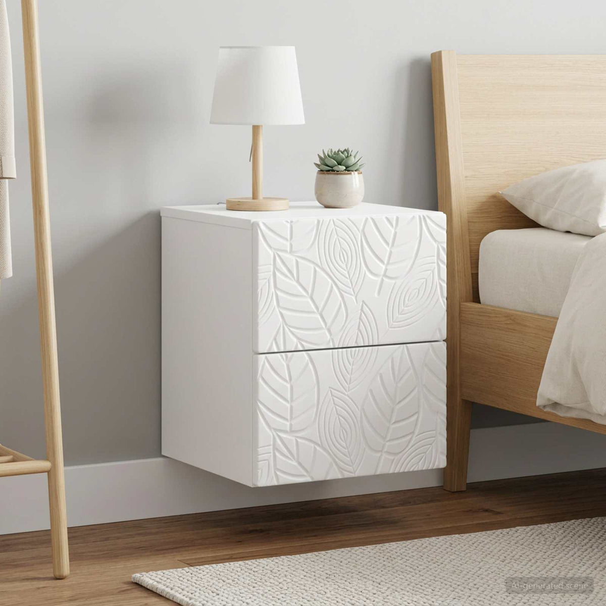 vidaXL Wall-Mounted Bedside Cabinet 2 pcs High Gloss White 1