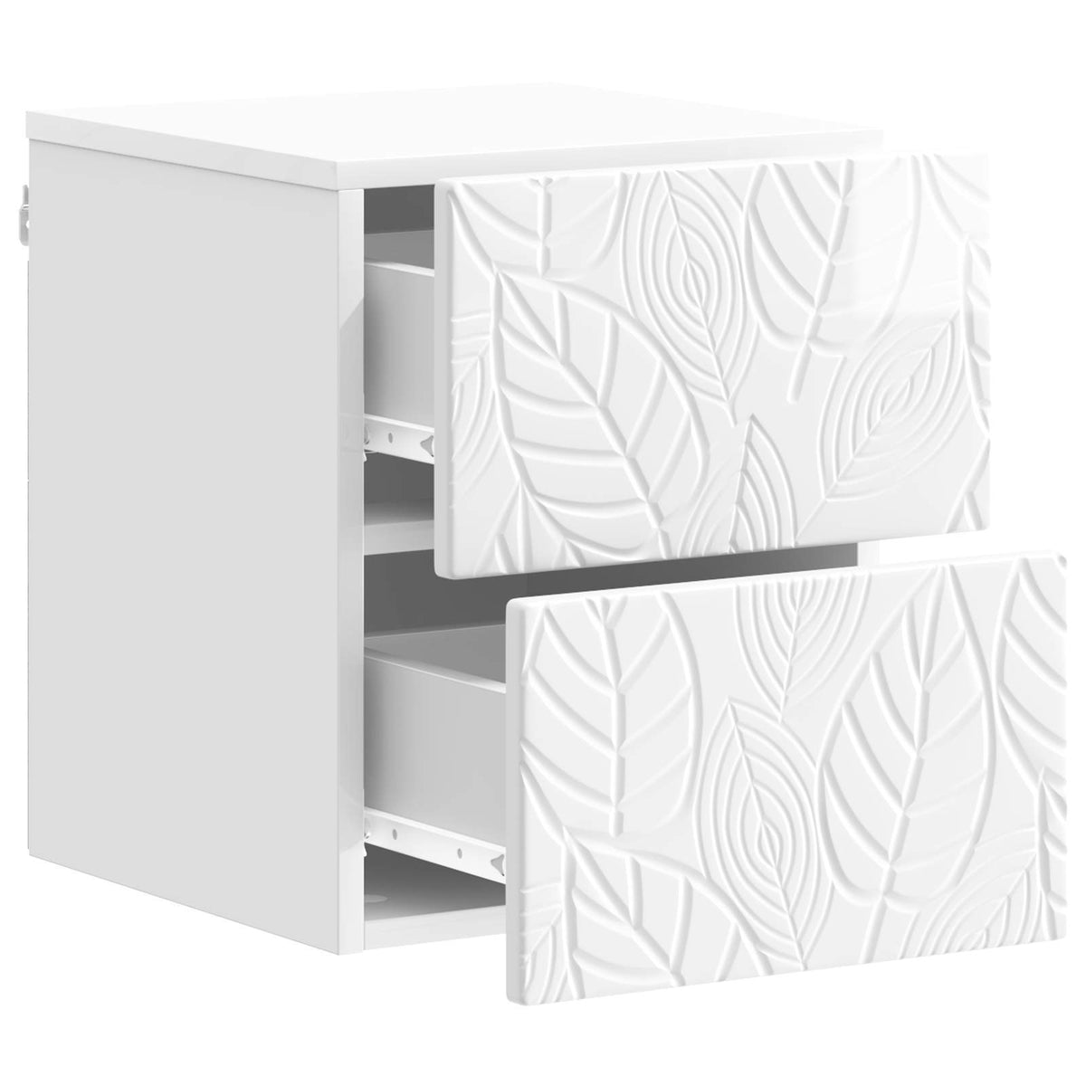 vidaXL Wall-Mounted Bedside Cabinet 2 pcs High Gloss White 5