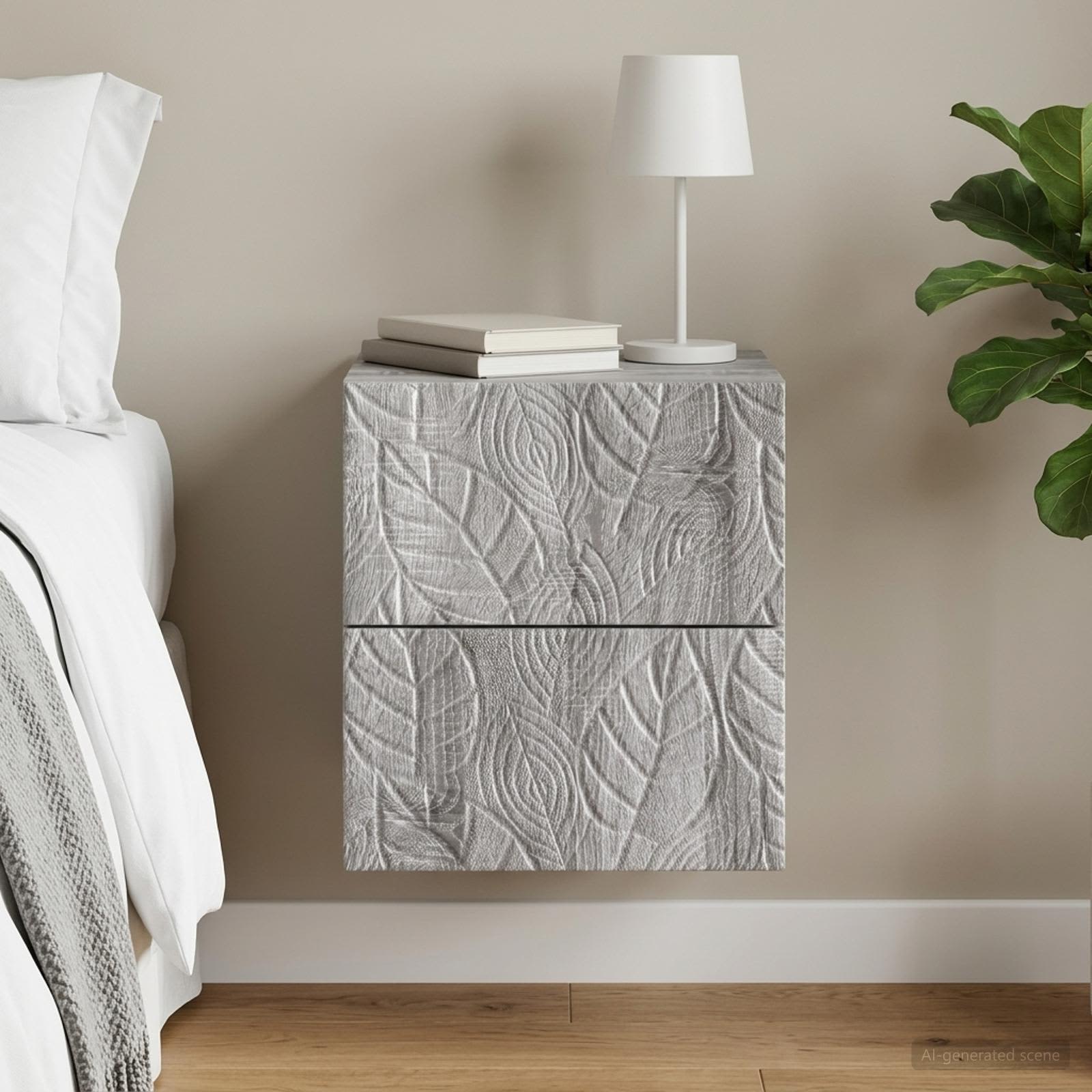vidaXL Wall-Mounted Bedside Cabinet Grey Sonoma 34.5 x 33 x 40 cm 1