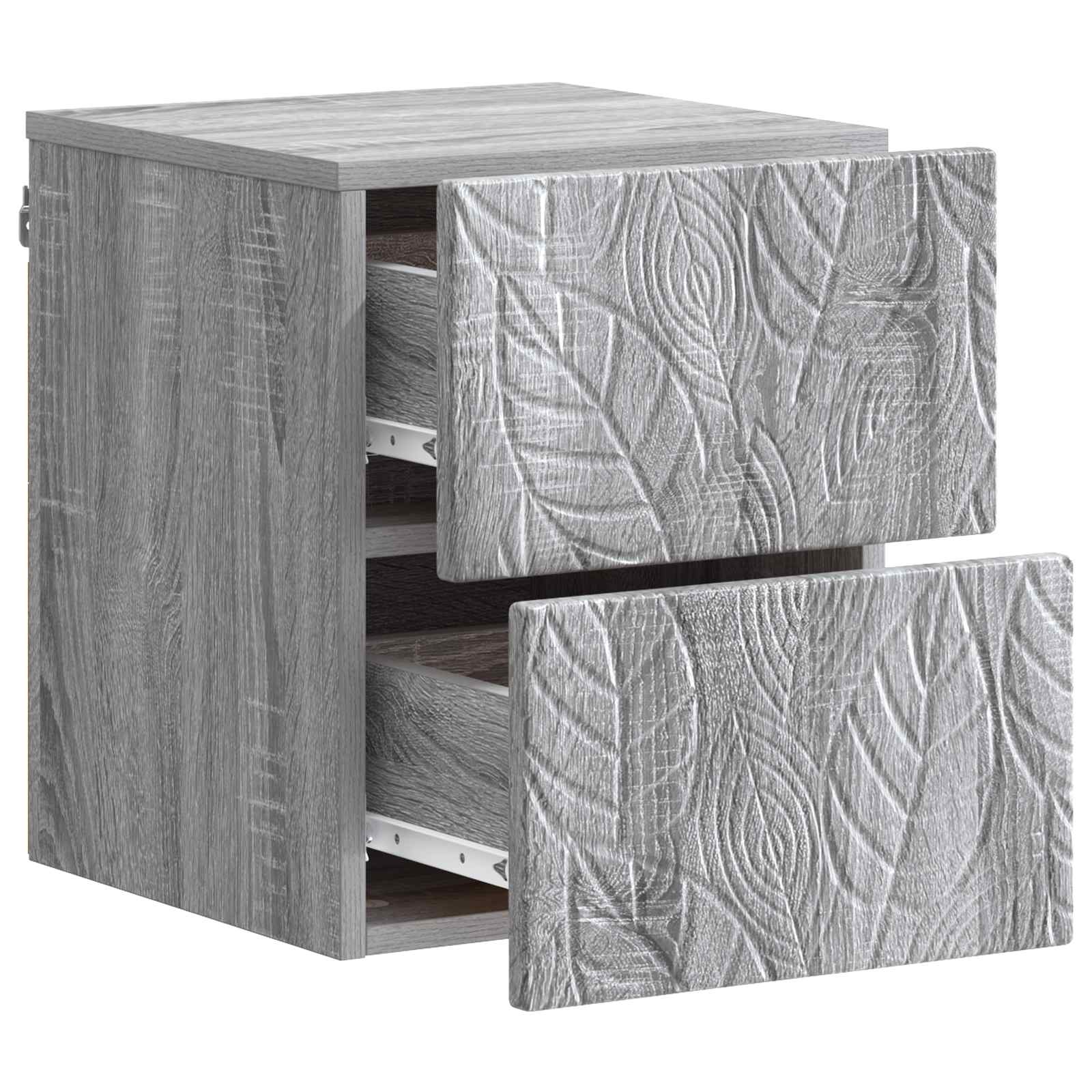 vidaXL Wall-Mounted Bedside Cabinet Grey Sonoma 34.5 x 33 x 40 cm 3