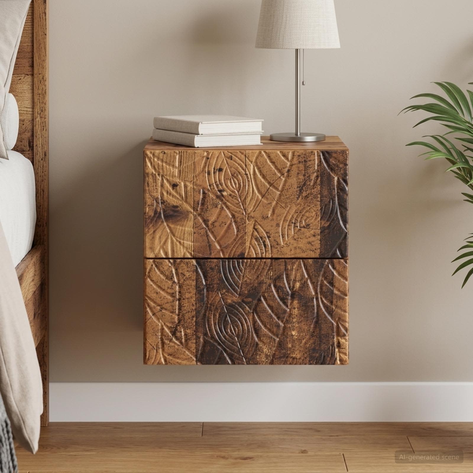 vidaXL Wall-Mounted Bedside Cabinet Old wood 34.5 x 33 x 40 cm 1