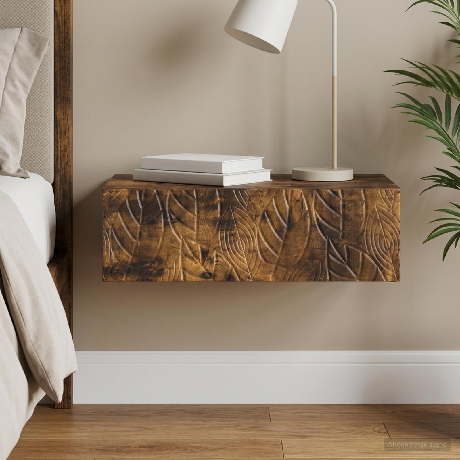 vidaXL Wall-Mounted Side Table 59 x 34.5 x 17 cm Engineered Wood 1