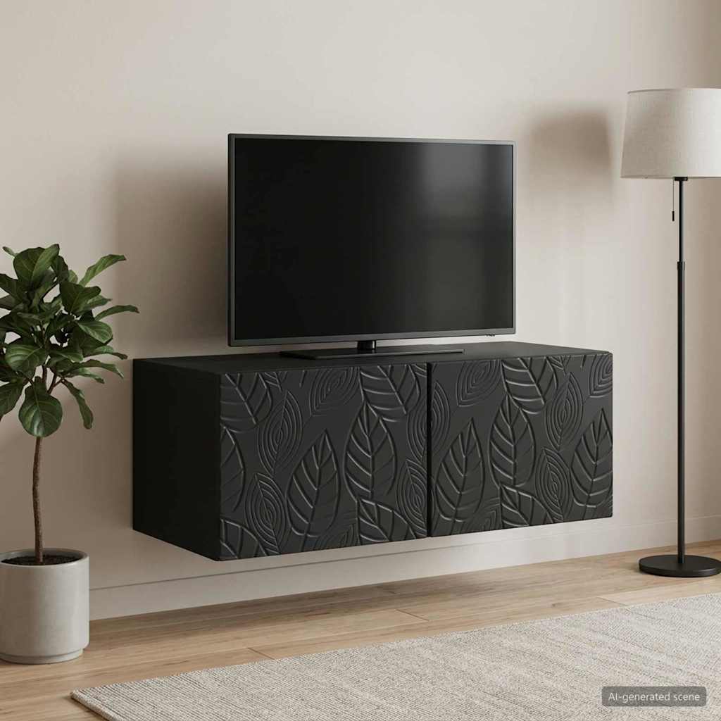 vidaXL Wall-Mounted TV Cabinet 98 x 41 x 30 cm Black Engineered Wood 1