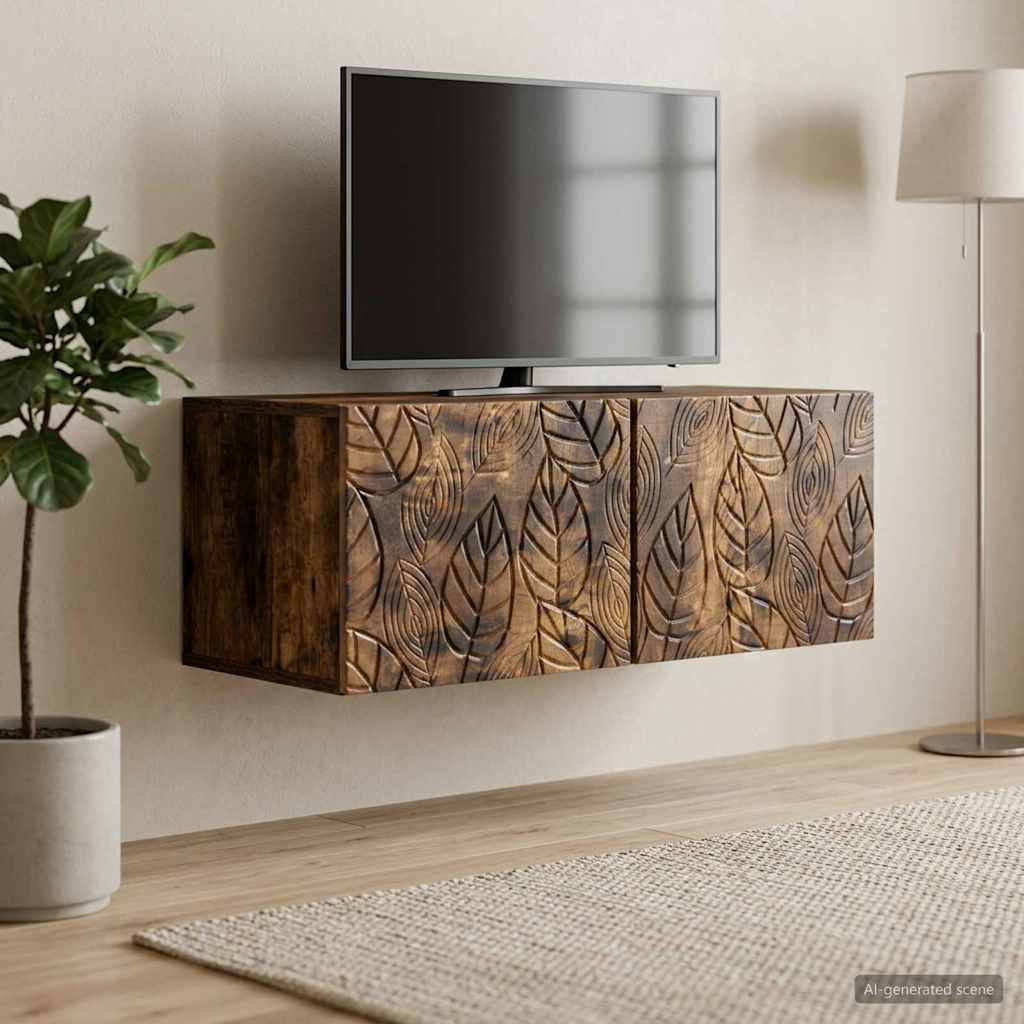 vidaXL Wall-Mounted TV Cabinet 59.5 x 31 cm Smoked Oak Engineered Wood 1