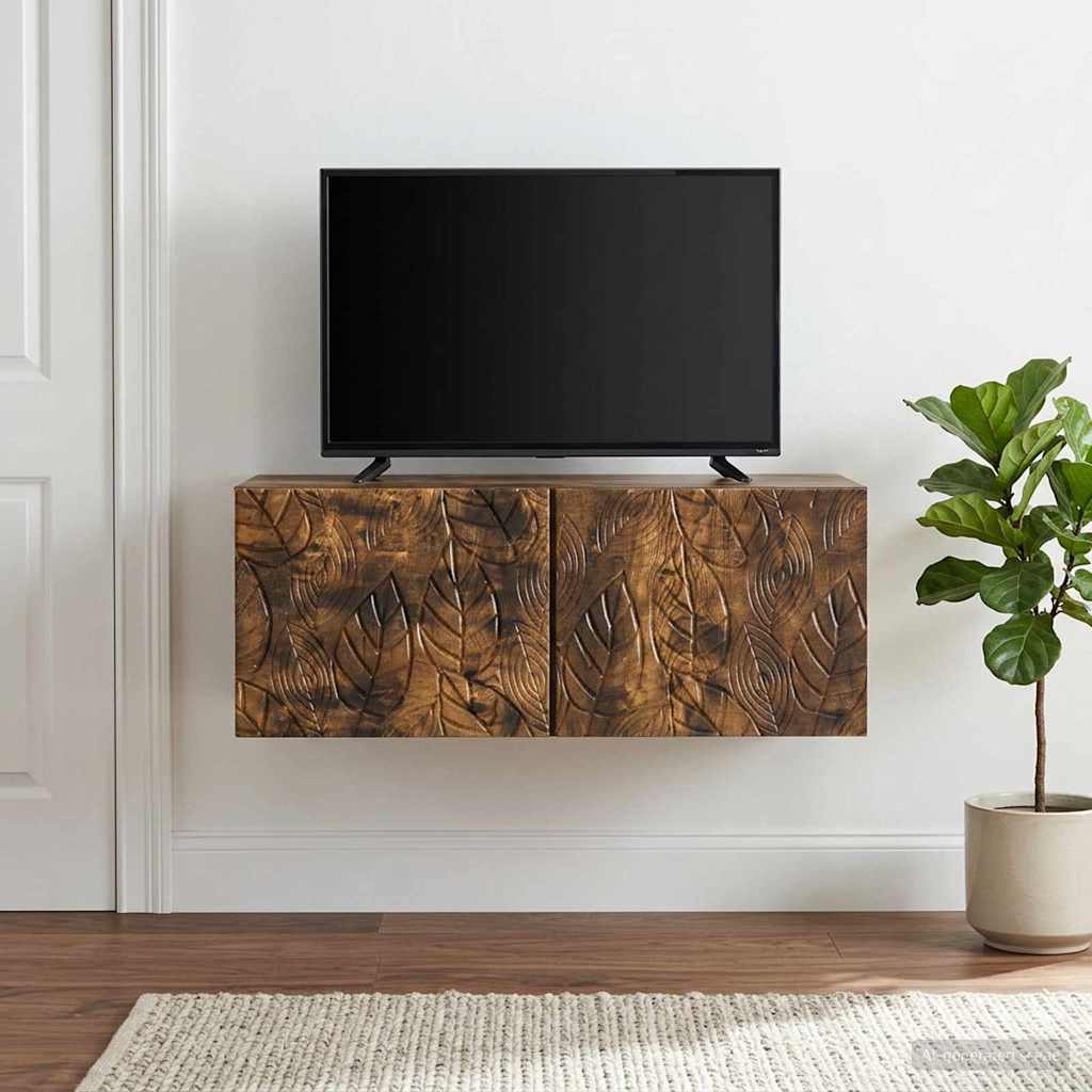 vidaXL Wall-Mounted TV Cabinet 59.5 x 31 cm Smoked Oak Engineered Wood 3