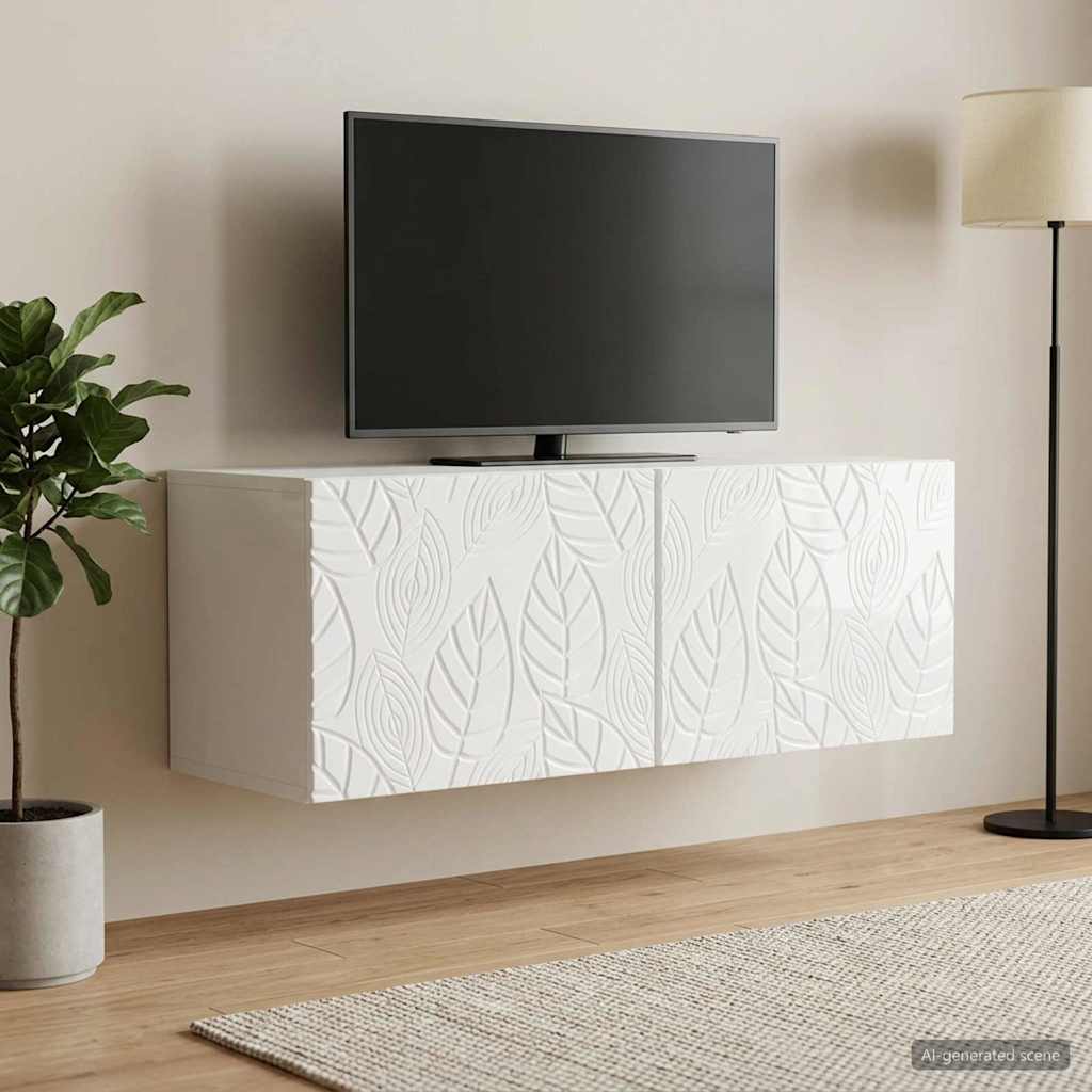 vidaXL Wall-Mounted TV Cabinet 98 x 31 cm High Gloss White 1