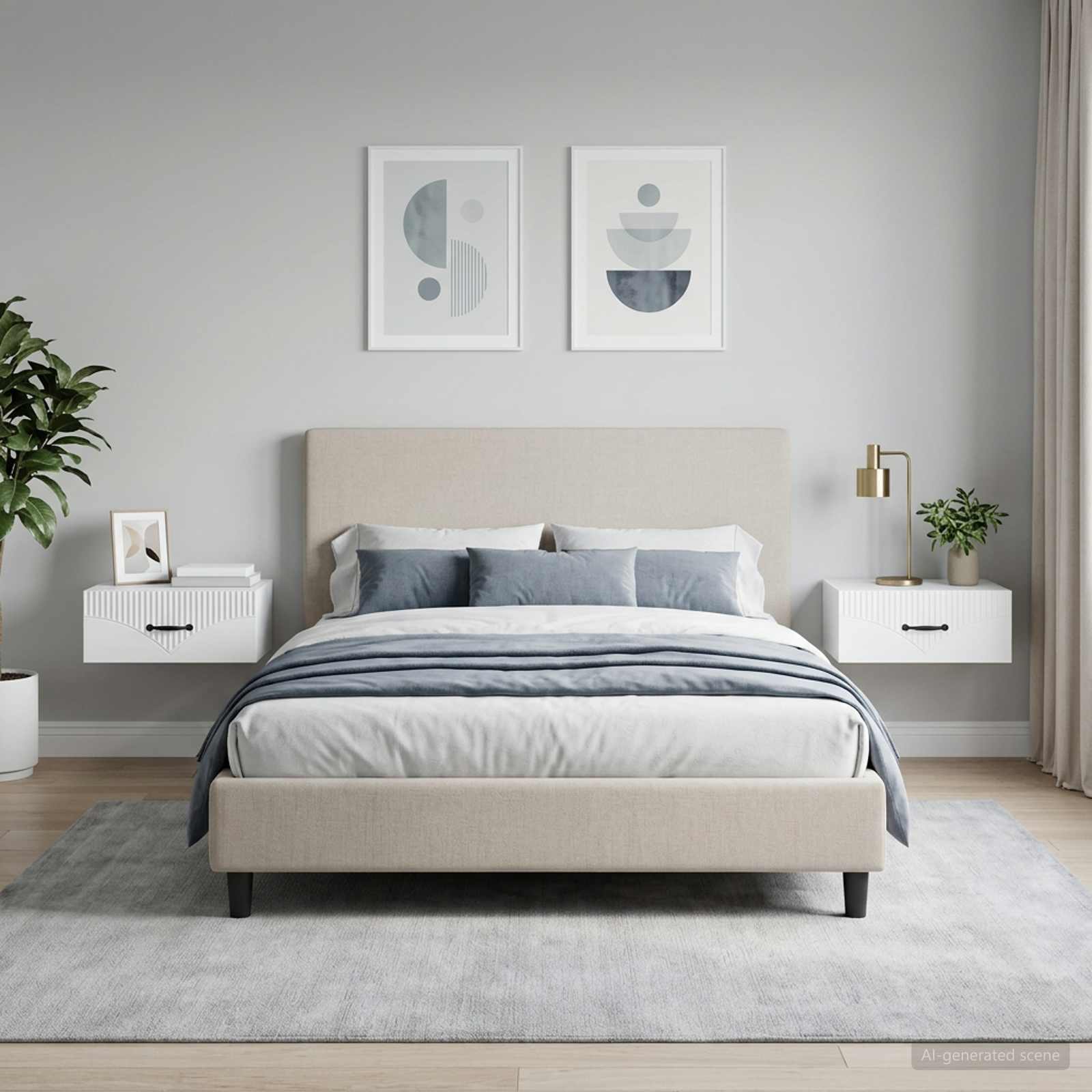 vidaXL Wall-Mounted Bedside Cabinet 2 pcs White 49 x 34.5 x 20 cm 1