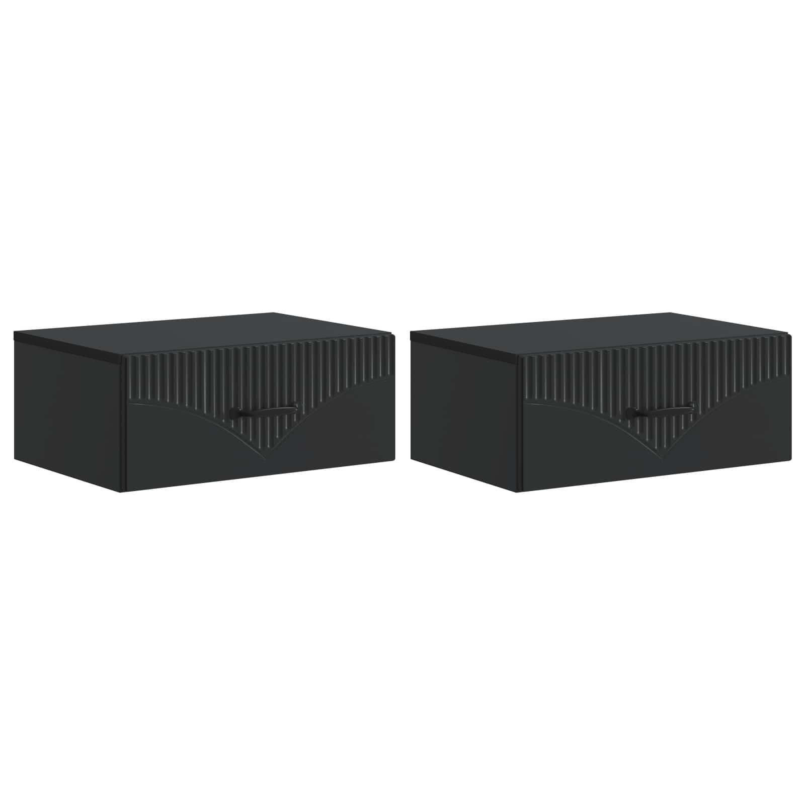 vidaXL Wall-Mounted Bedside Cabinet 2 pcs Black 49 x 34.5 x 20 cm 2