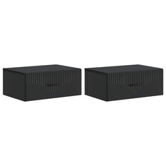 vidaXL Wall-Mounted Bedside Cabinet 2 pcs Black 49 x 34.5 x 20 cm 2