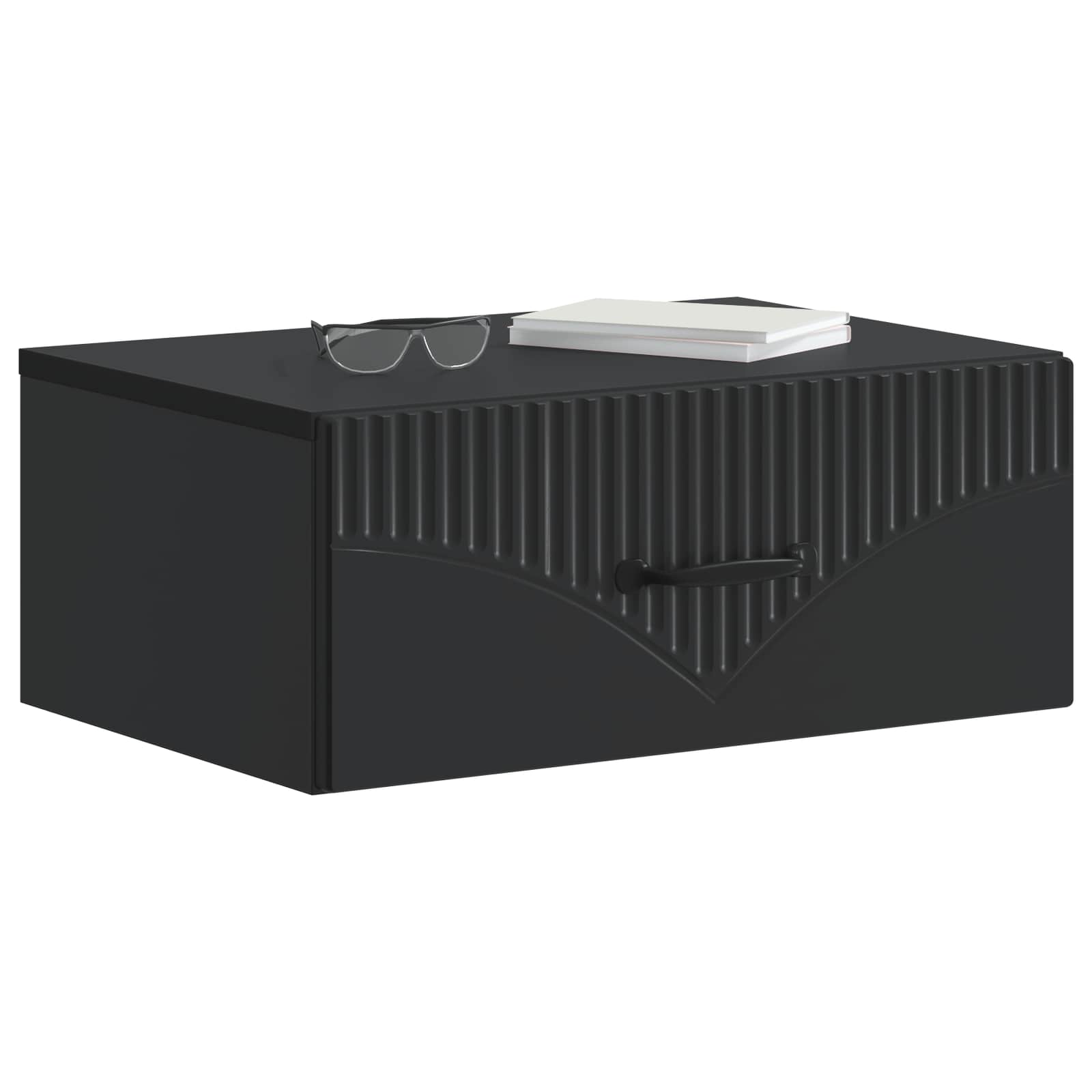 vidaXL Wall-Mounted Bedside Cabinet 2 pcs Black 49 x 34.5 x 20 cm 3