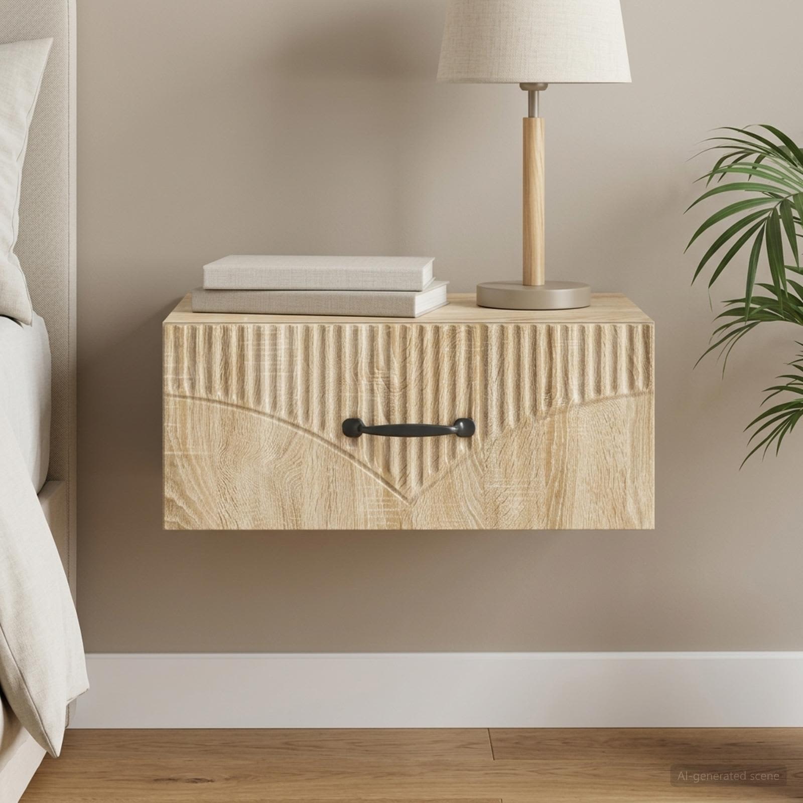 vidaXL Wall-Mounted Bedside Cabinet Sonoma Oak 49 x 34.5 x 20 cm 1