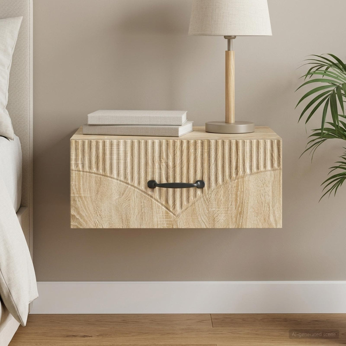 Wall-Mounted Bedside Cabinet in Sonoma Oak