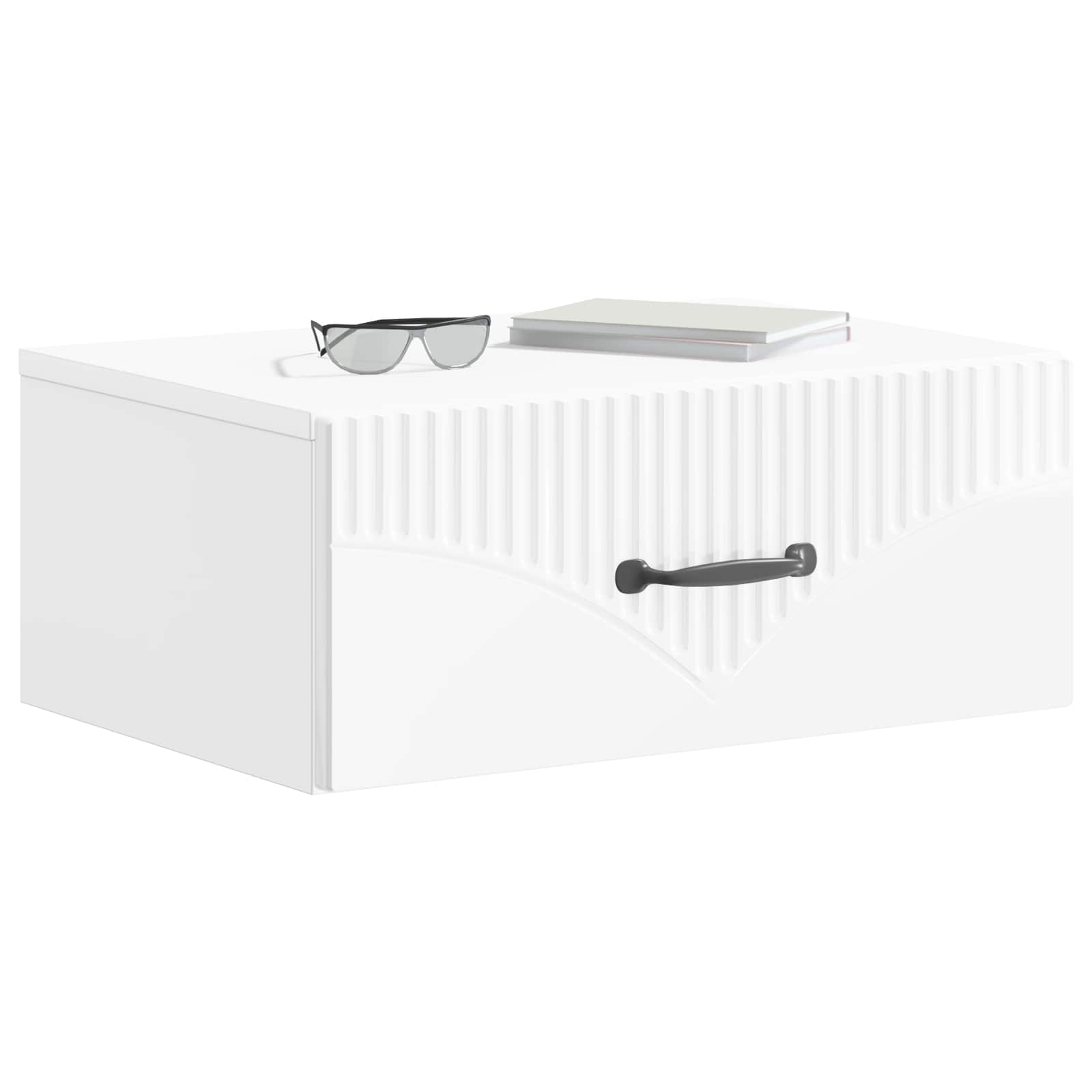 vidaXL Wall-Mounted Bedside Cabinet High Gloss White 49 x 34.5 x 20 cm 3