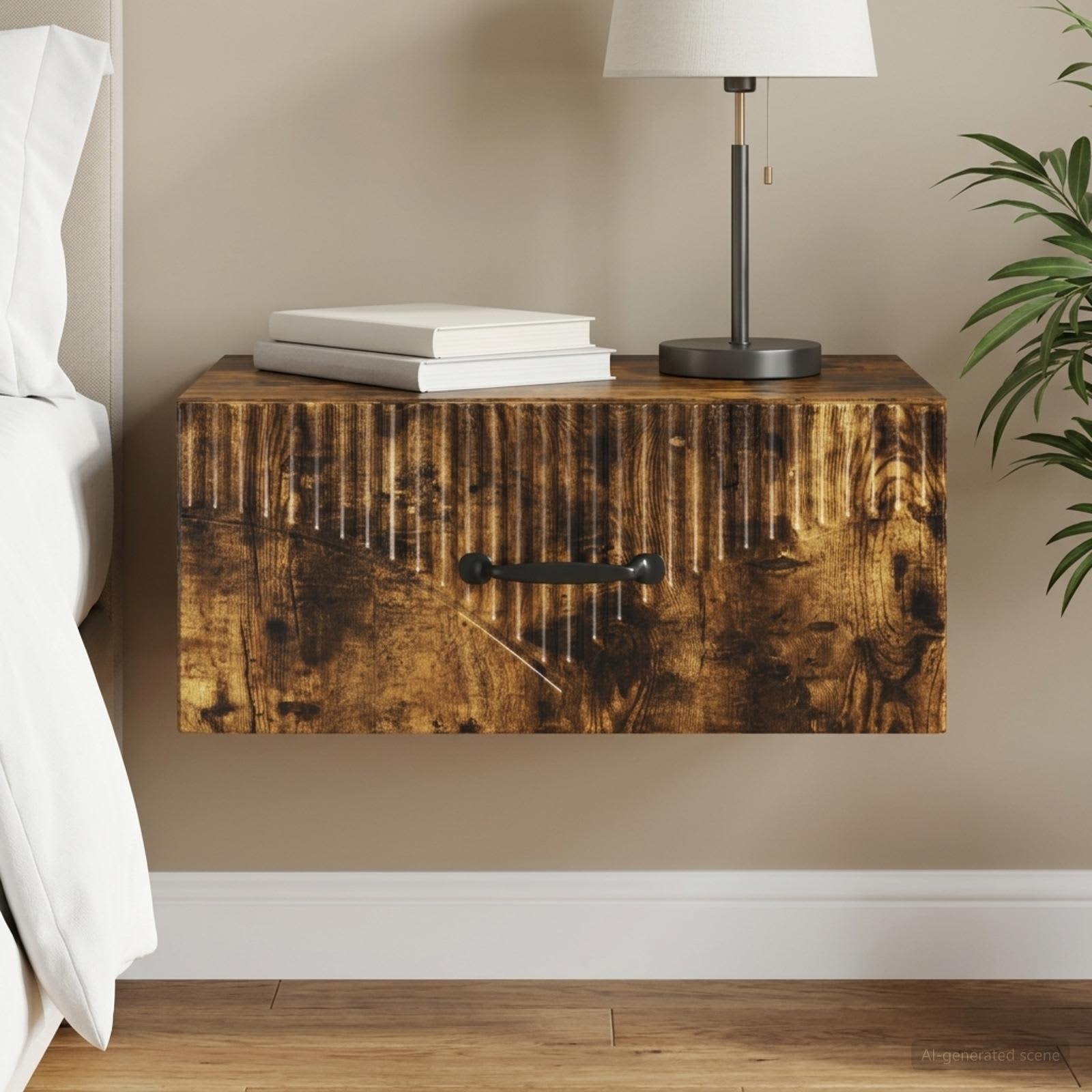 vidaXL Wall-Mounted Bedside Cabinet Smoked Oak 49 x 34.5 x 20 cm 1