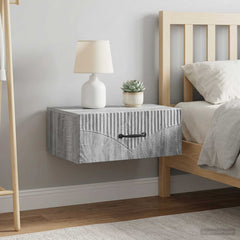 vidaXL Wall-Mounted Bedside Cabinet 2 pcs Grey Sonoma 4