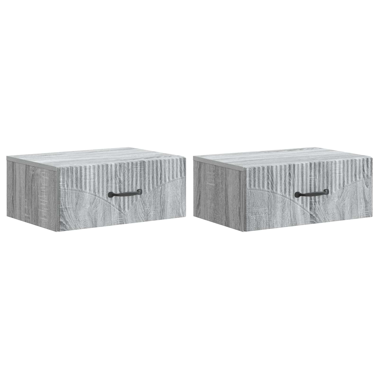 vidaXL Wall-Mounted Bedside Cabinet 2 pcs Grey Sonoma 2