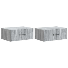 vidaXL Wall-Mounted Bedside Cabinet 2 pcs Grey Sonoma 2