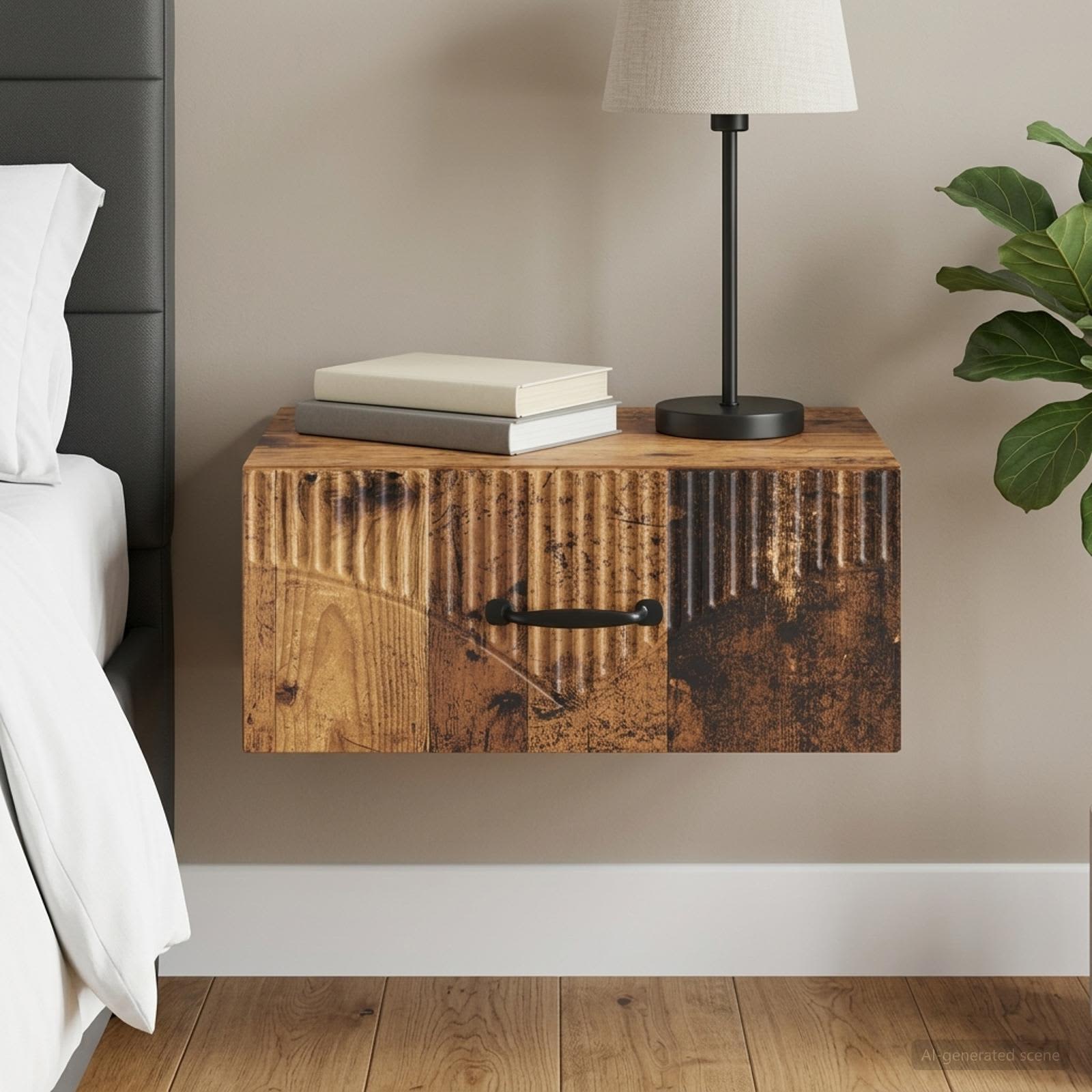 vidaXL Wall-Mounted Bedside Cabinet Old Wood 49 x 34.5 x 20 cm 1