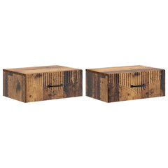 vidaXL Wall-Mounted Bedside Cabinet 2 pcs Old Wood 49 x 34.5 x 20 cm 2