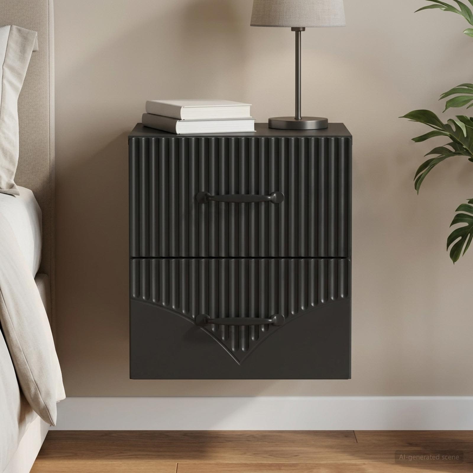 vidaXL Wall-Mounted Bedside Cabinet Black 34.5 x 33 x 40 cm 1