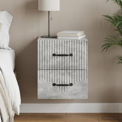 vidaXL Wall-Mounted Bedside Cabinet Concrete Grey 34.5 x 33 x 40 cm 1